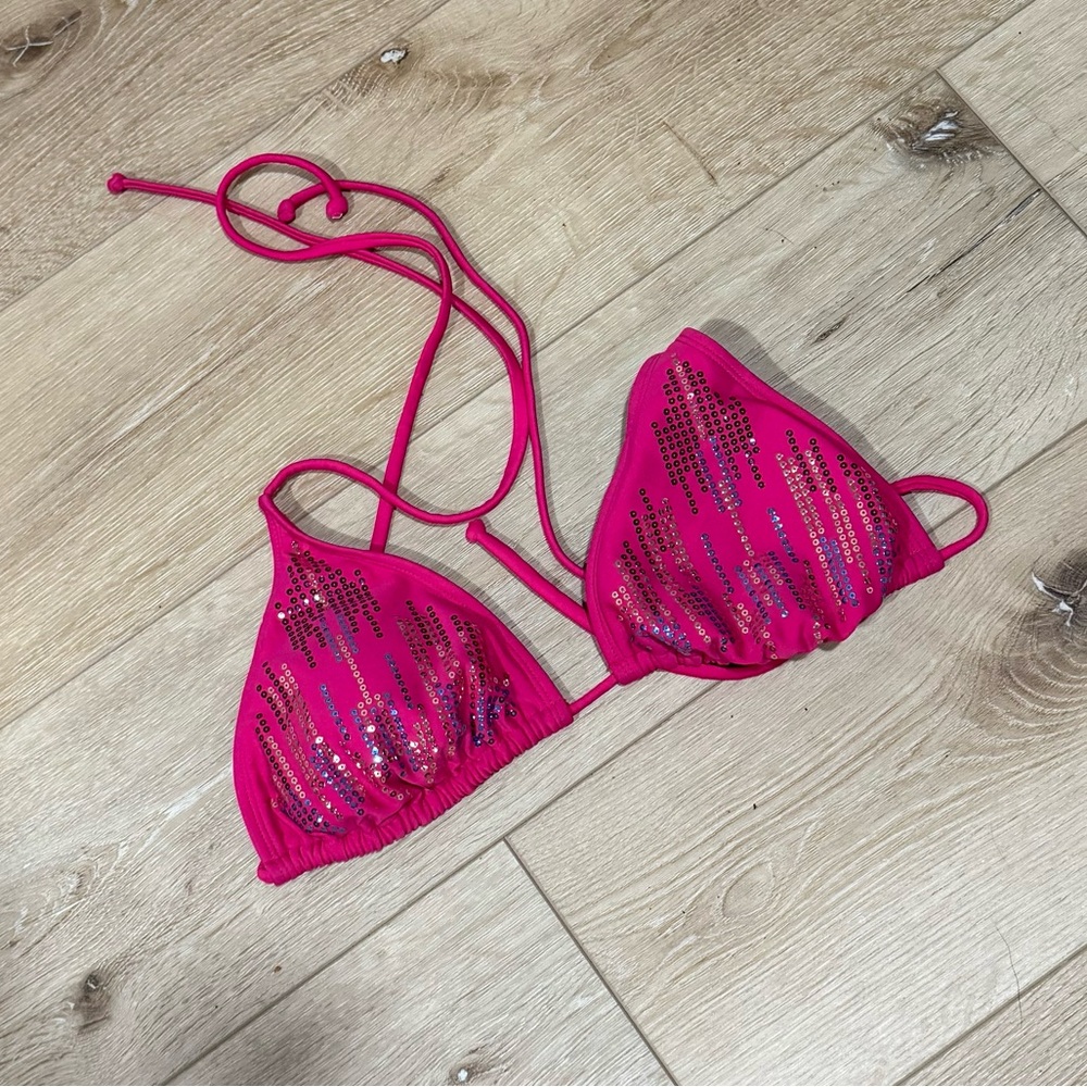 Pink Sequin Bikini Top